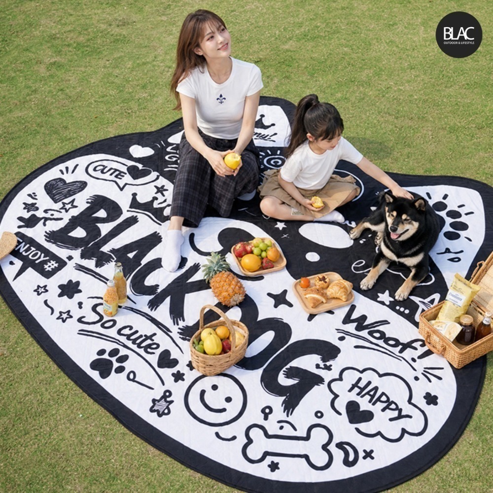 BLACKDOG黑狗野餐墊防潮墊沙灘墊寵物墊 帳篷地墊 雙面防潑水 加厚鋪棉 可機洗 柴犬系列-細節圖9