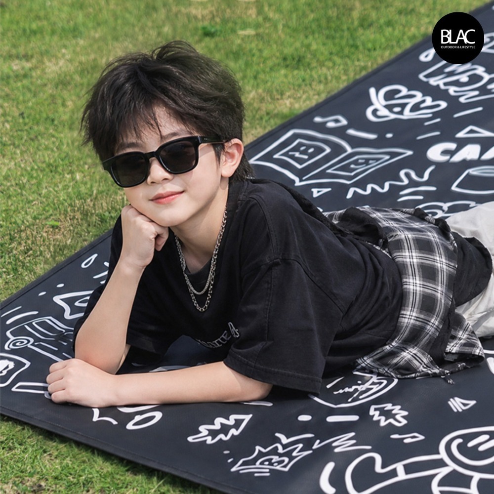 【BLAC黑客】BLACKDOG黑狗極輕量野餐墊沙灘墊防潮墊帳篷地墊 迷你輕量雙面防潑水 抗撕裂格紋布REMAX-細節圖4