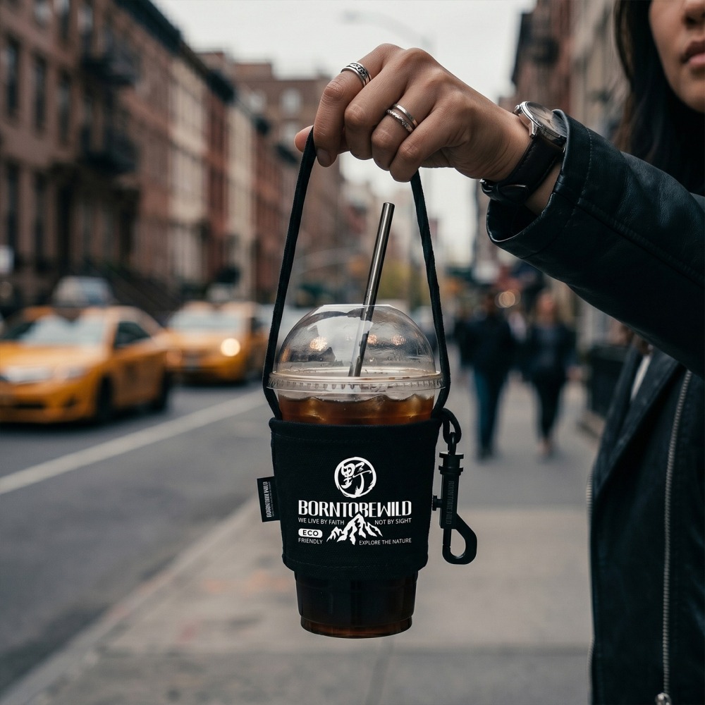 【BLAC黑客】飲料杯套環保杯套咖啡杯套手搖杯套 山系ECO-Friendly版 可收折吊掛BORNTOBEWILD-細節圖2