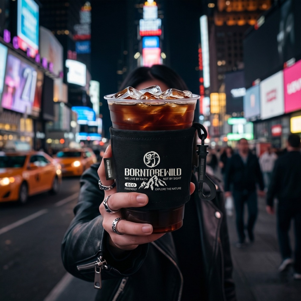 【BLAC黑客】飲料杯套環保杯套咖啡杯套手搖杯套 山系ECO-Friendly版 可收折吊掛BORNTOBEWILD-細節圖3
