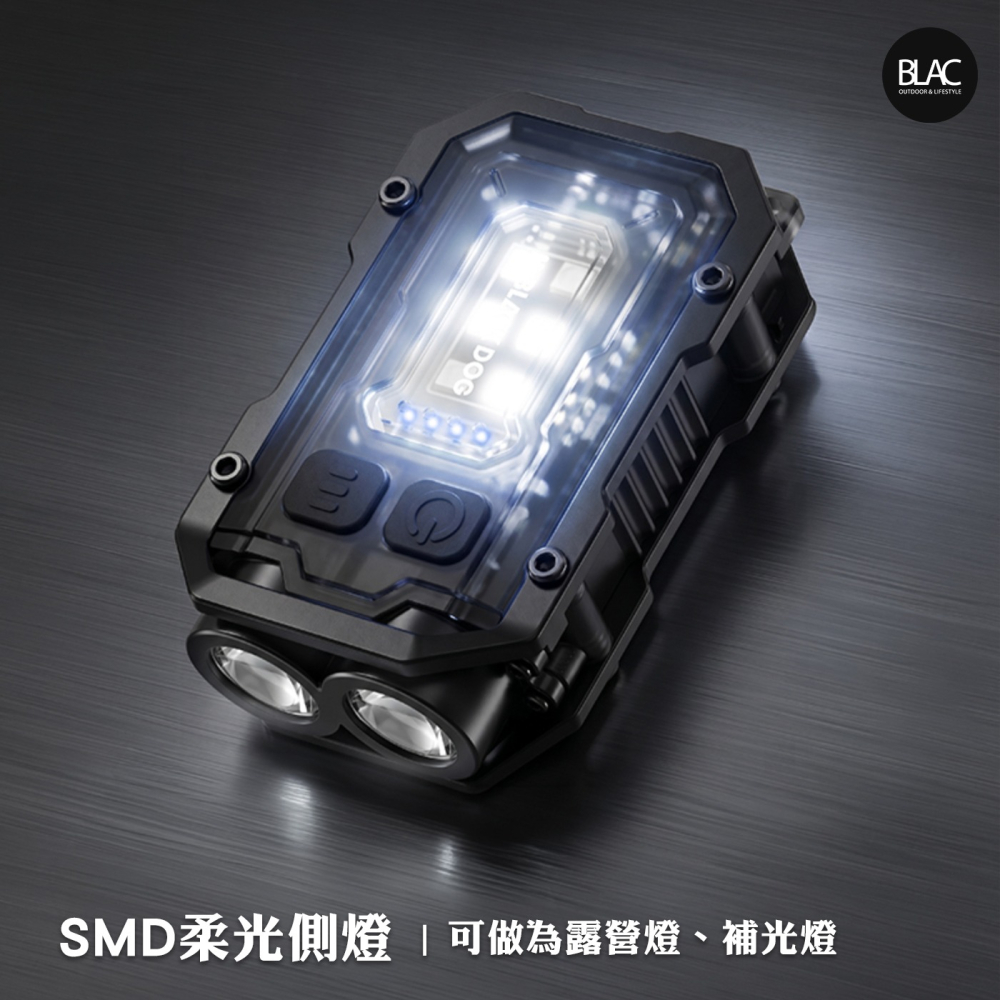【BLAC黑客】BLACKDOG黑狗多功能照明警示燈手電筒登山頭燈帽夾燈 高規XT-E雙燈芯 防身燈-細節圖4