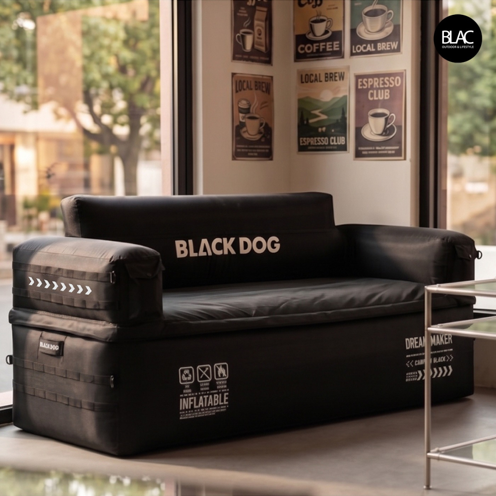 BLACKDOG黑狗雙人充氣沙發露營沙發充氣床 一鍵充放氣【BLAC黑客】內建充吸兩用電動打氣機 PVC高彈力內膽-細節圖4