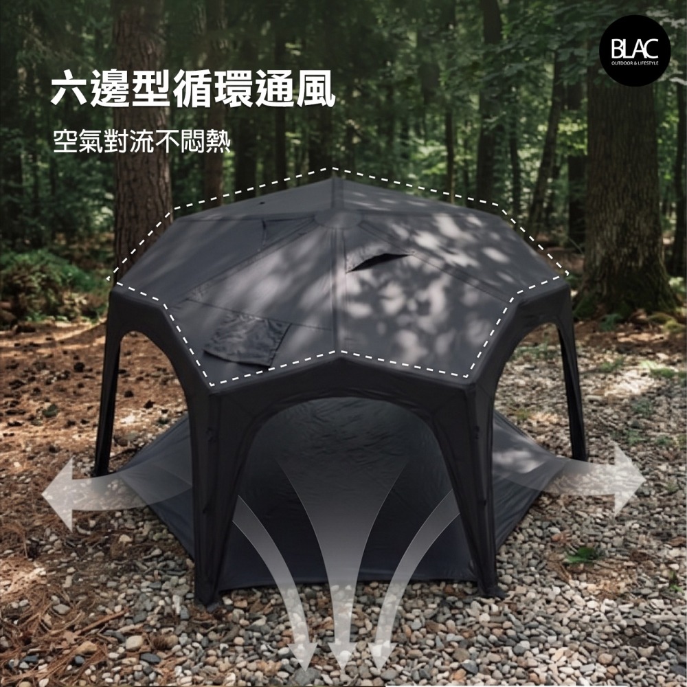 【BLAC黑客】Vidalido星嶼六角充氣帳篷客廳帳遮陽篷遮雨篷420x360x240cm-細節圖7
