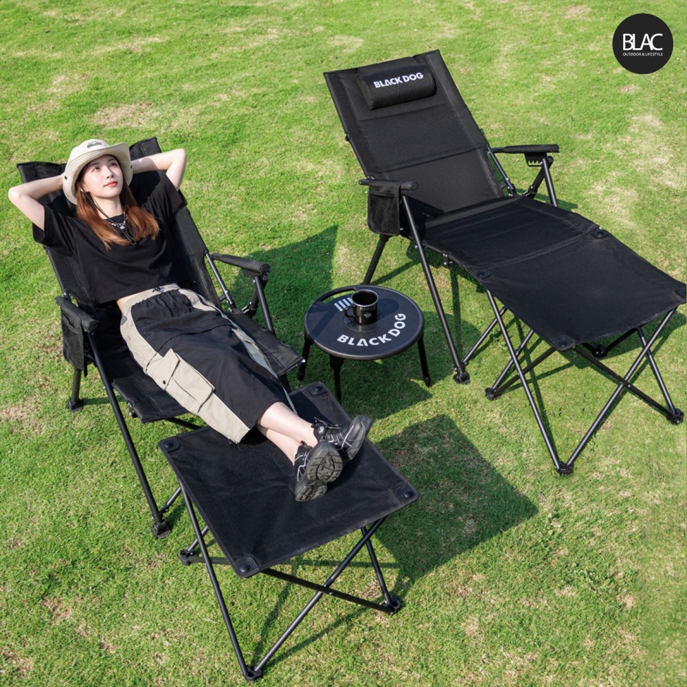 【BLAC黑客】BLACKDOG黑狗組合式躺椅露營椅折疊椅 腳托可拆卸做為桌凳使用 秒開秒收-細節圖3