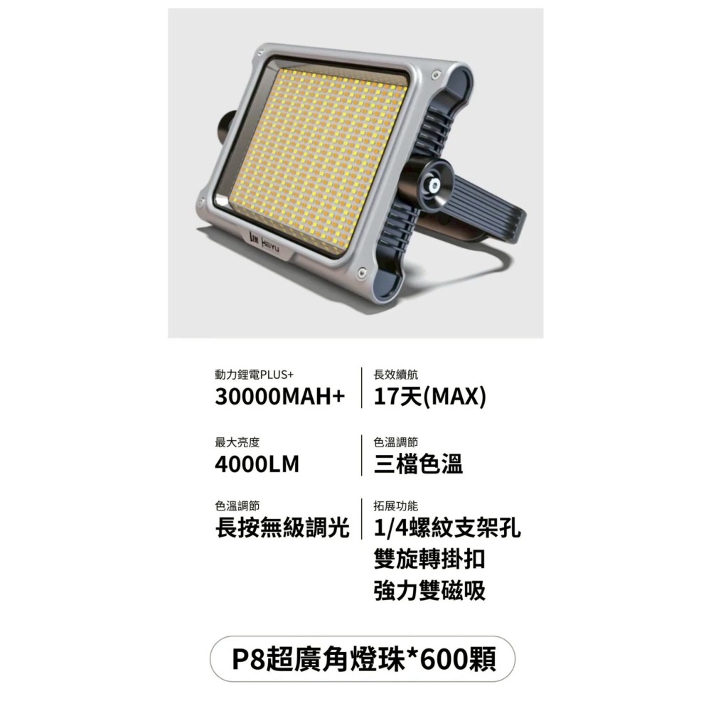 LEM P8 ULTRA全境光域露營燈4000流明廣角泛光照明30000mAh鋰電IP67級防水-細節圖2