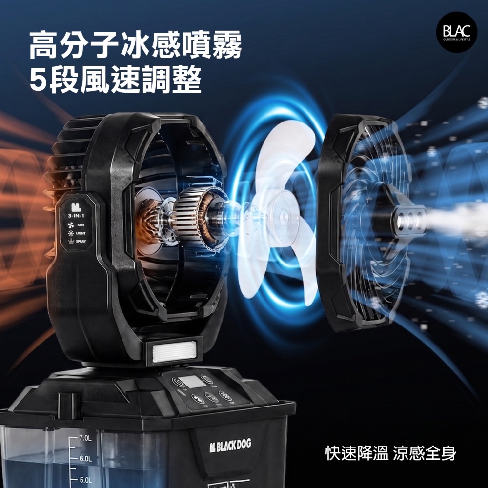 【BLAC黑客】BLACKDOG黑狗超聲波冰霧製冷風扇水冷扇空調扇 7公升製冷水箱-細節圖7
