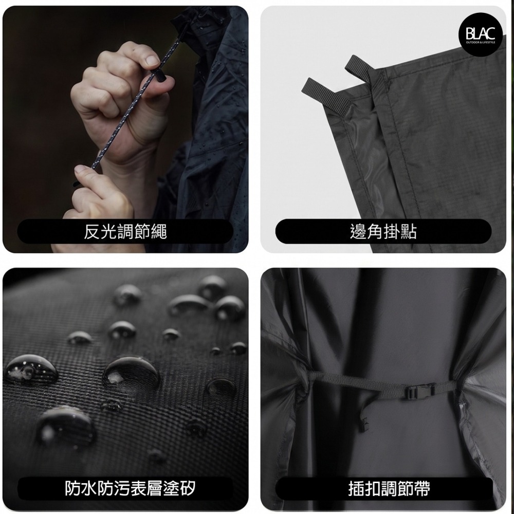 【BLAC黑客】BLACKDOG黑狗超潑水輕量雨衣登山釣魚露營機車通勤 矽塗層荷葉拒水 防水PU5000 230g輕量-細節圖7