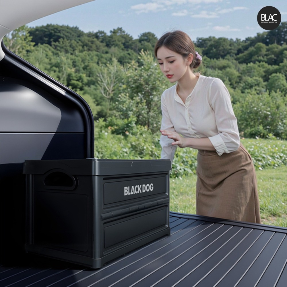 【BLAC黑客】BLACKDOG黑狗手提折疊收納箱露營收納箱附木質桌板 折疊提手 45L-細節圖6