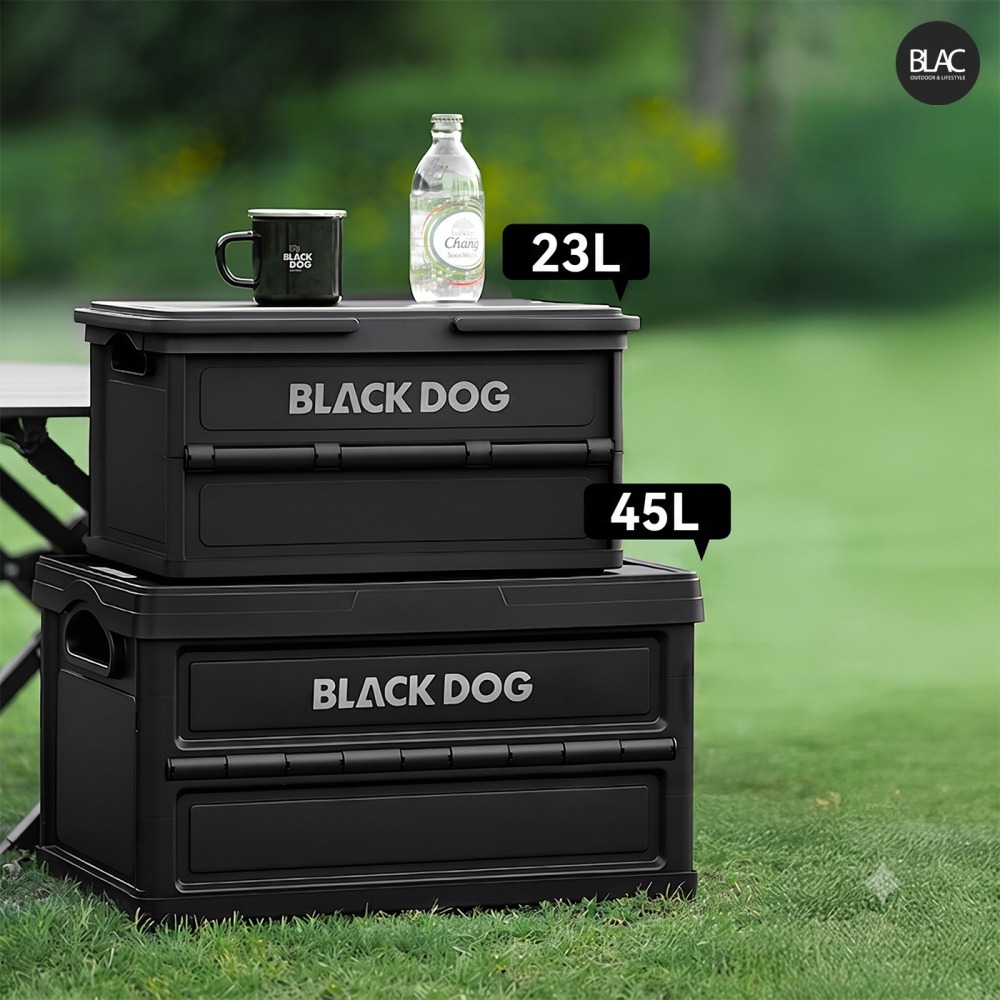 【BLAC黑客】BLACKDOG黑狗手提折疊收納箱露營收納箱附木質桌板 折疊提手 45L-細節圖8