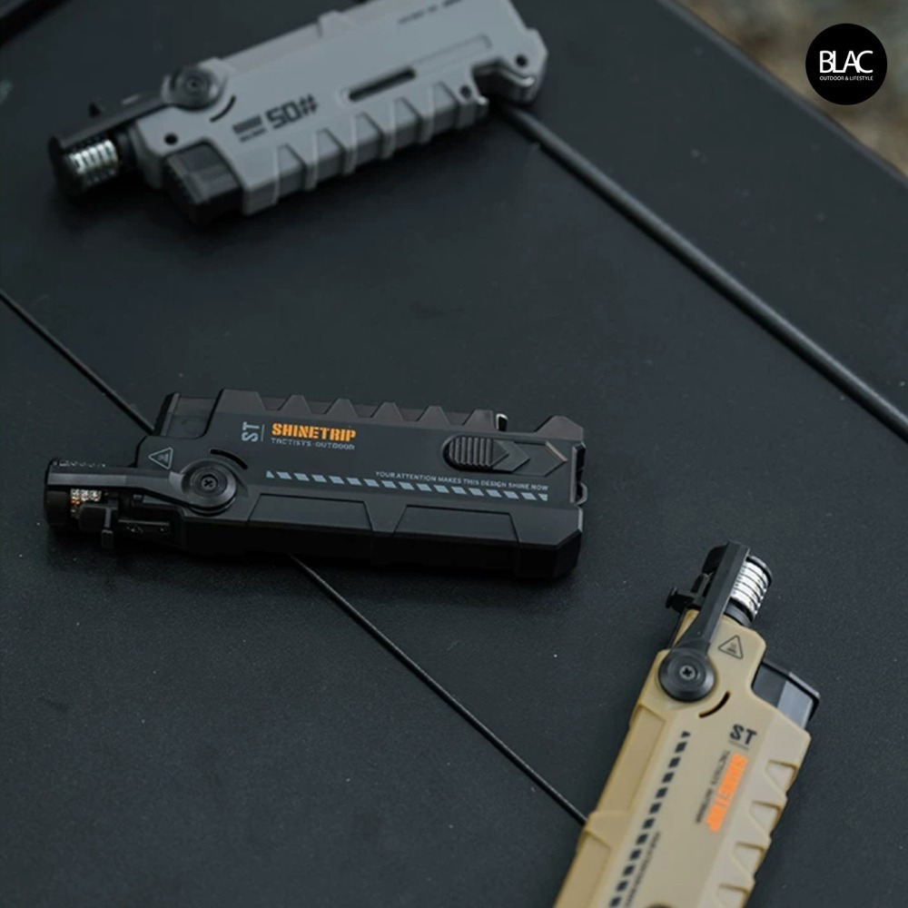 【BLAC黑客】山趣ShineTrip新版伸縮防風點火器打火機 自帶開瓶器 安全切割刀 全金屬伸縮直管-細節圖8