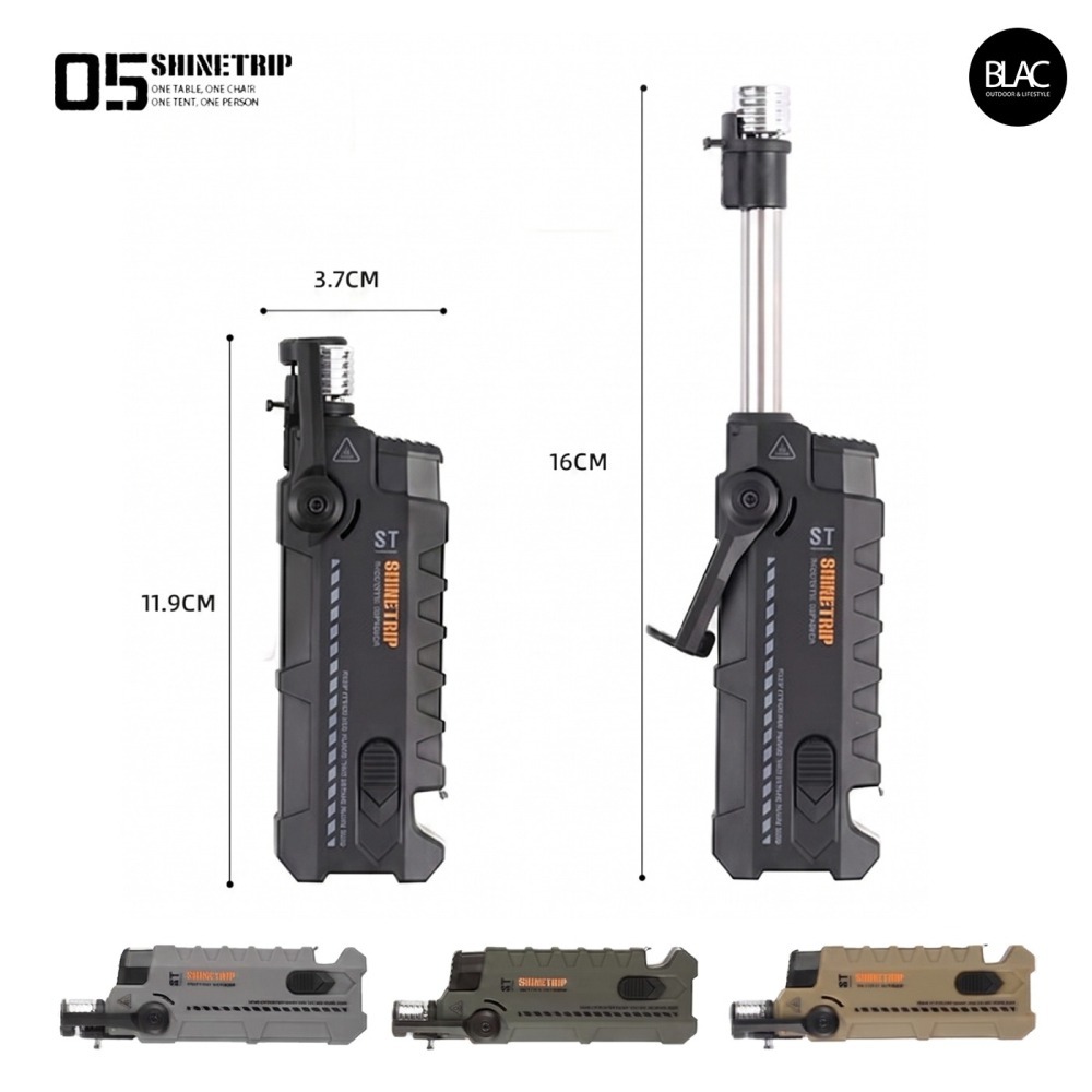 【BLAC黑客】山趣ShineTrip新版伸縮防風點火器打火機 自帶開瓶器 安全切割刀 全金屬伸縮直管-細節圖9
