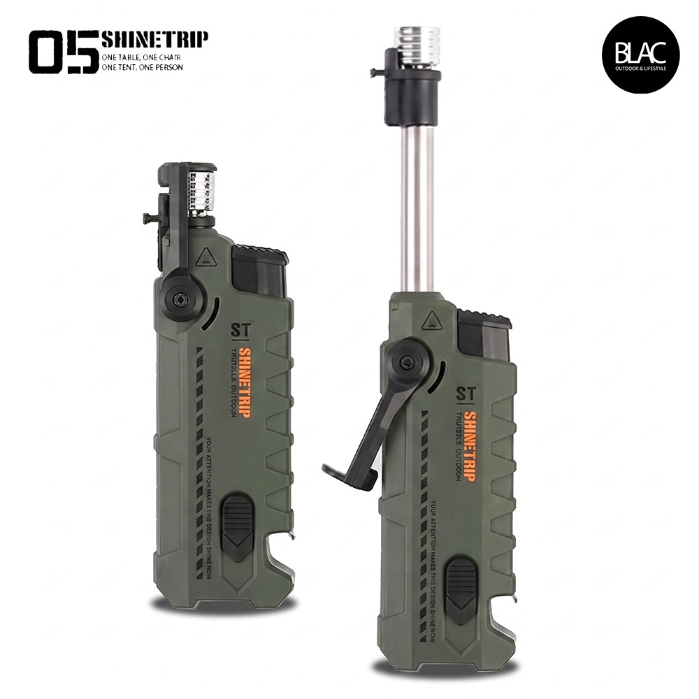 【BLAC黑客】山趣ShineTrip新版伸縮防風點火器打火機 自帶開瓶器 安全切割刀 全金屬伸縮直管-規格圖9