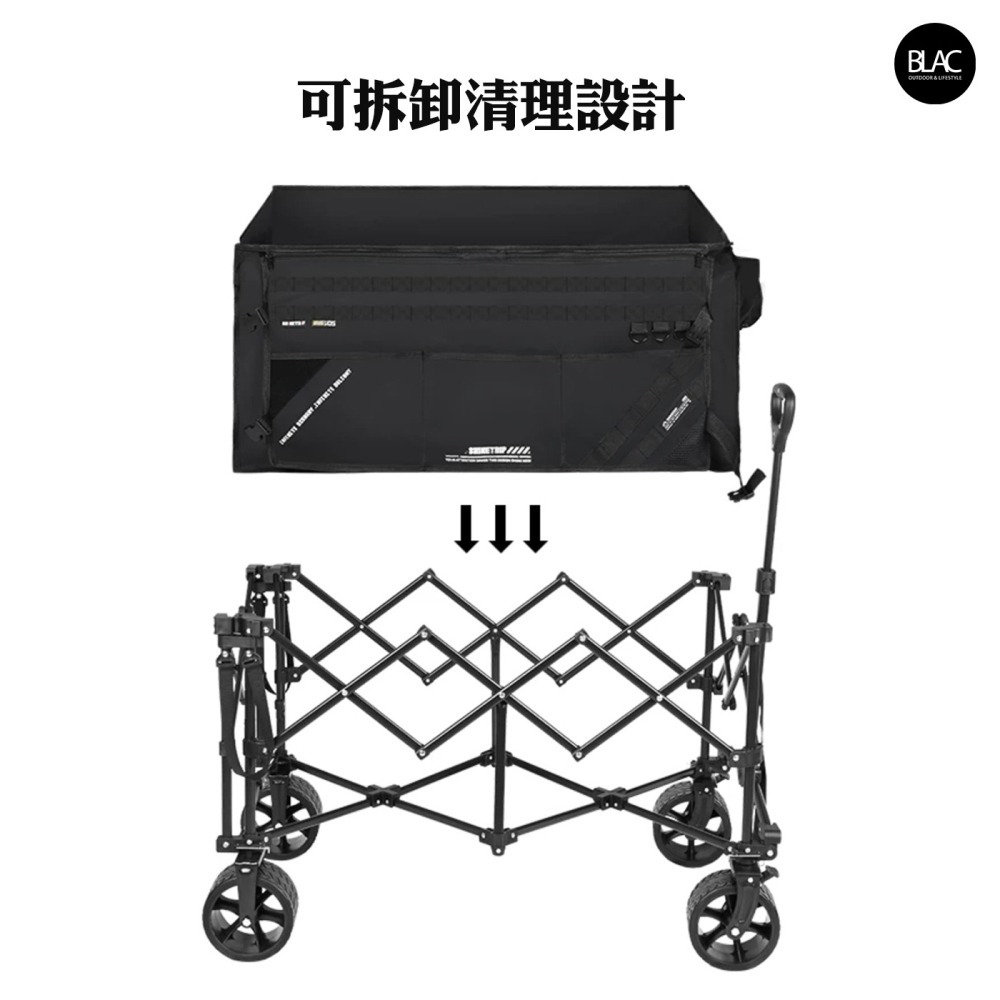 【BLAC黑客】山趣ShineTrip越野寬輪露營推車營地推車 聚攏收折 可拆卸輪組附側掛袋-細節圖10