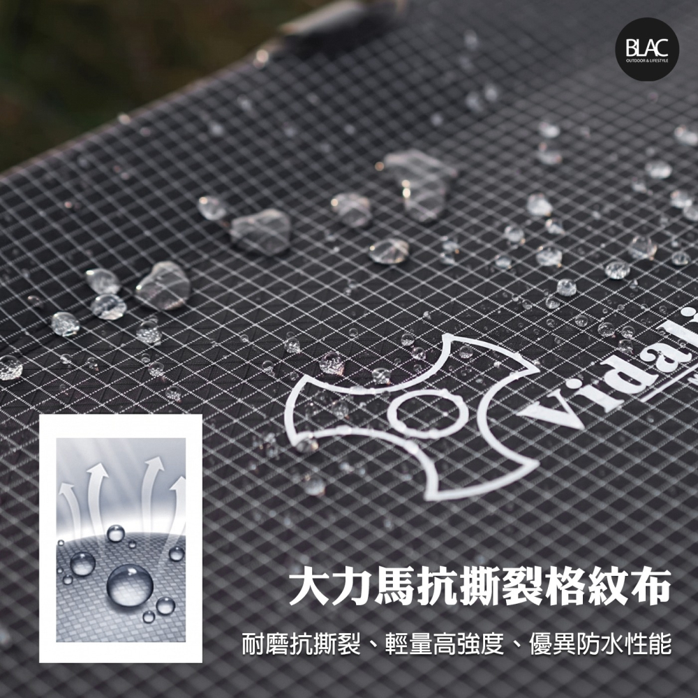 【BLAC黑客】Vidalido大力馬戶外露營行軍床折疊床 防水耐磨抗撕裂 7075鋁合金 76cm舒適加寬床面-細節圖4