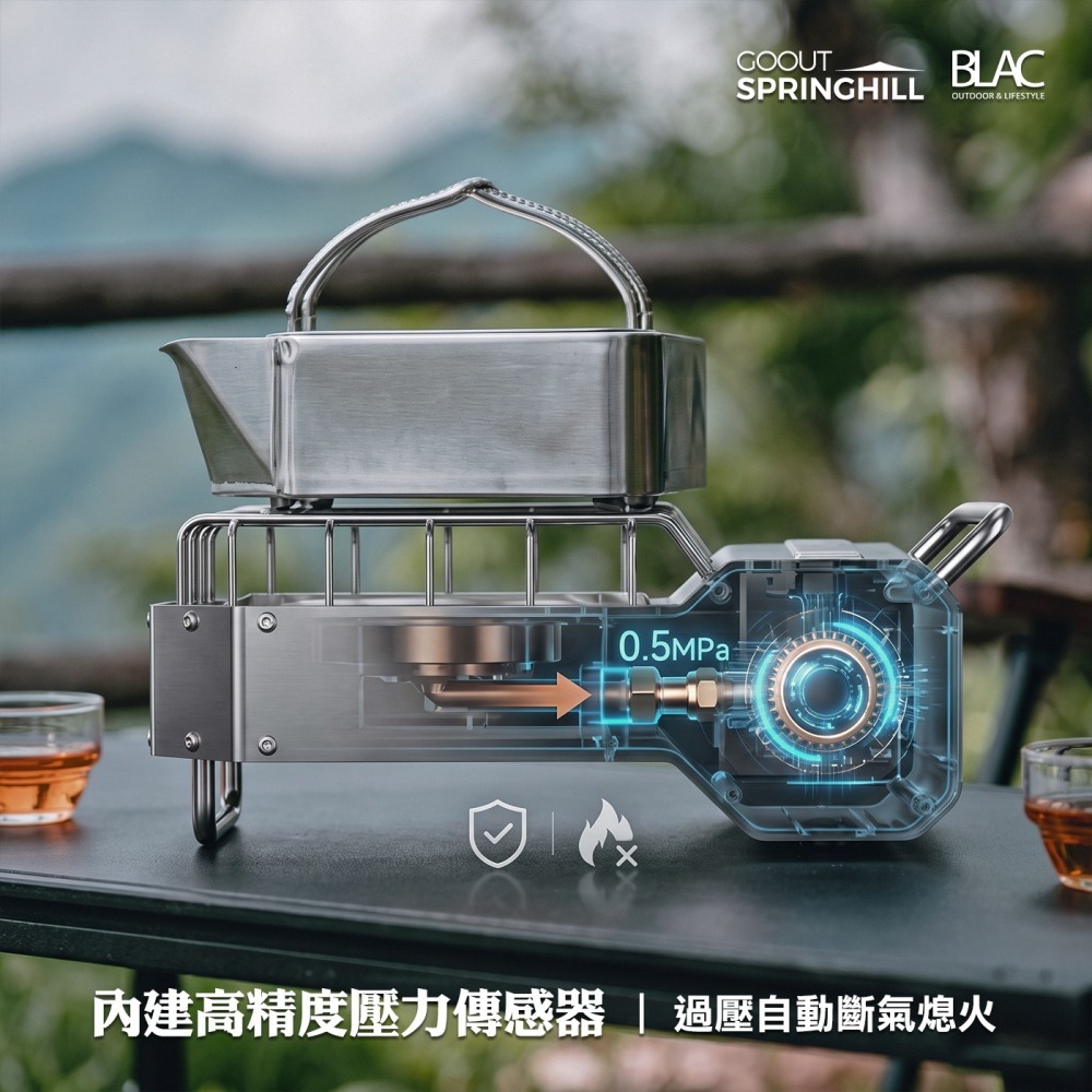 【BLAC黑客】春山卡式瓦斯爐卡式爐紅外線陶磁爐頭 蜂巢聚能發熱 不鏽鋼機械風格迷你爐身SPRINGHILL-細節圖8