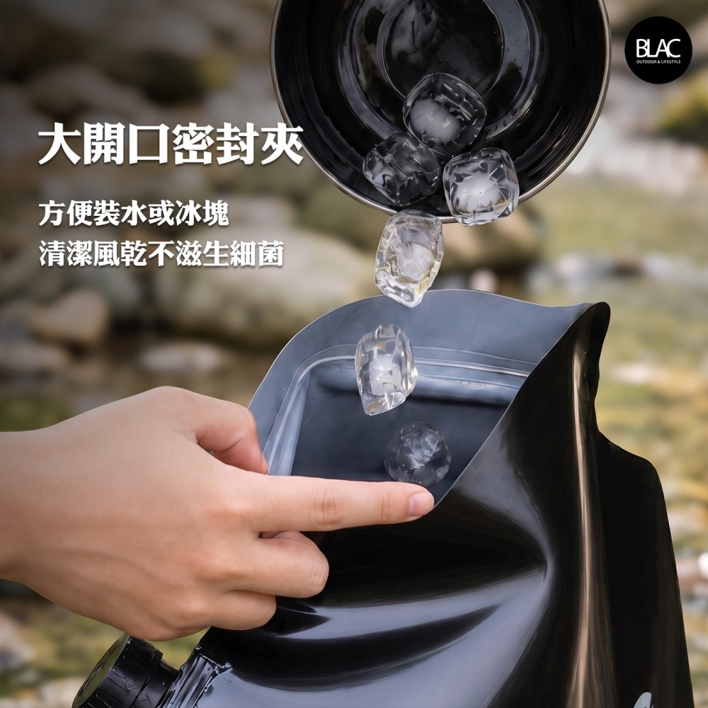 BLACKDOG黑狗戶外儲水袋露營折疊水袋水桶12公升【BLAC黑客】食品級可開啟風乾避免滋生細菌 飲用水/生活用水存放-細節圖5