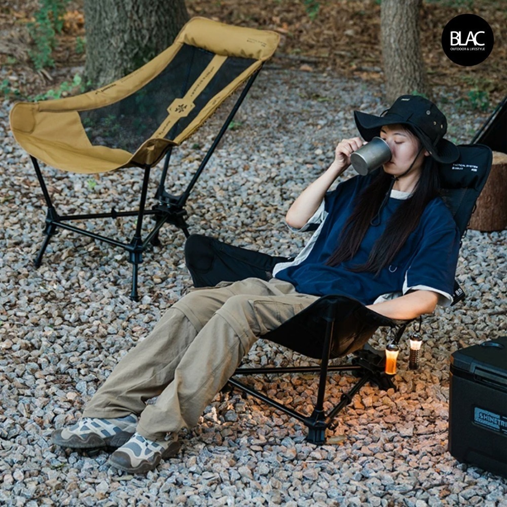 山趣高背露營椅 戰術椅 月亮椅 折疊椅 搖搖椅【BLAC黑客】彈力搖擺系統 高低可調 網紗透氣椅背ShineTrip-細節圖8