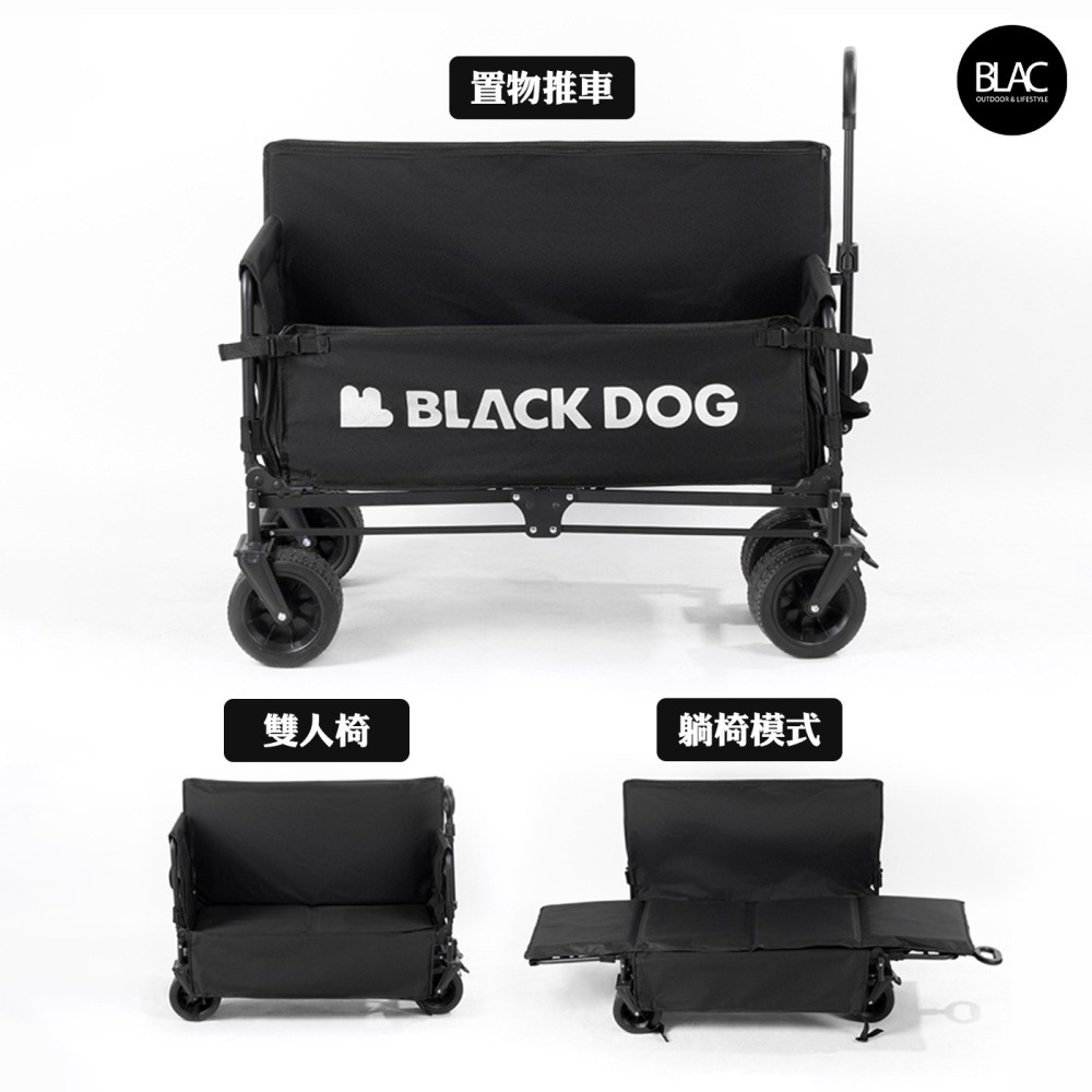 BLACKDOG黑狗露營推車購物推車兒童推車寵物推車【BLAC黑客】三面全開400L大容量190kg承重 越野寬輪-細節圖2
