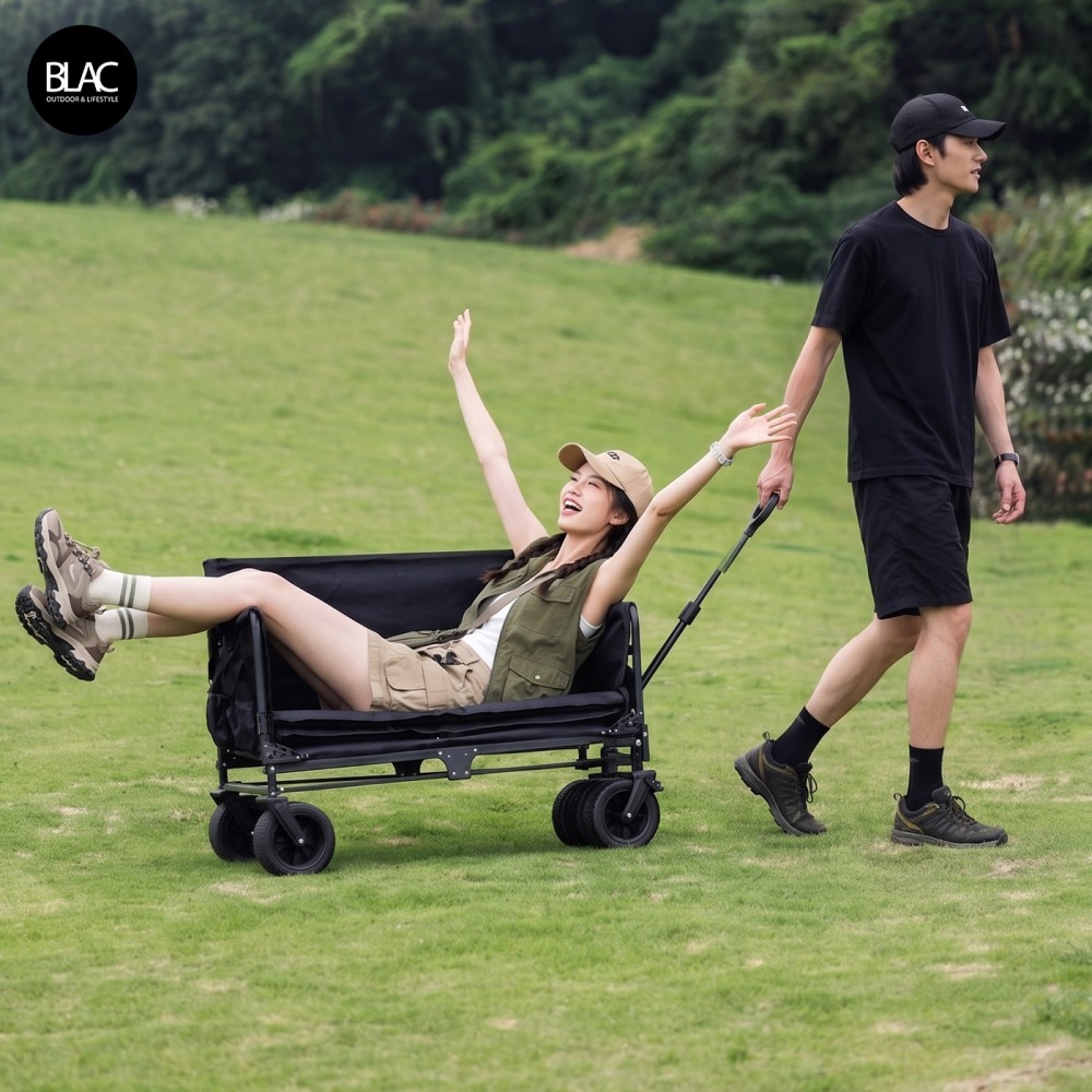 BLACKDOG黑狗露營推車購物推車兒童推車寵物推車【BLAC黑客】三面全開400L大容量190kg承重 越野寬輪-細節圖6