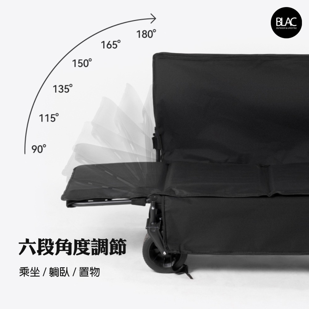 BLACKDOG黑狗露營推車購物推車兒童推車寵物推車【BLAC黑客】三面全開400L大容量190kg承重 越野寬輪-細節圖8