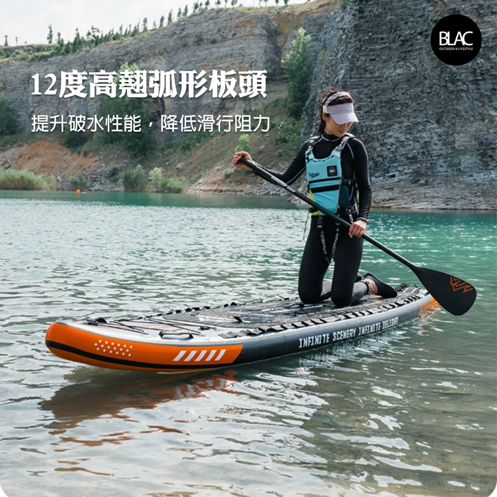 山趣SUP槳板立槳立式划槳衝浪板【BLAC黑客】PVC多層精編拉絲 含全套配件ShineTrip-細節圖8