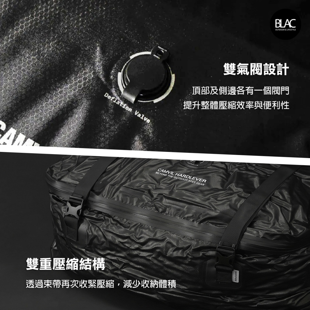 CAMVIL充氣帳篷壓縮袋真空氣密壓縮袋 硬式壓縮河豚包【BLAC黑客】COODY DIADAMO 星火MARS迪卡儂-細節圖7
