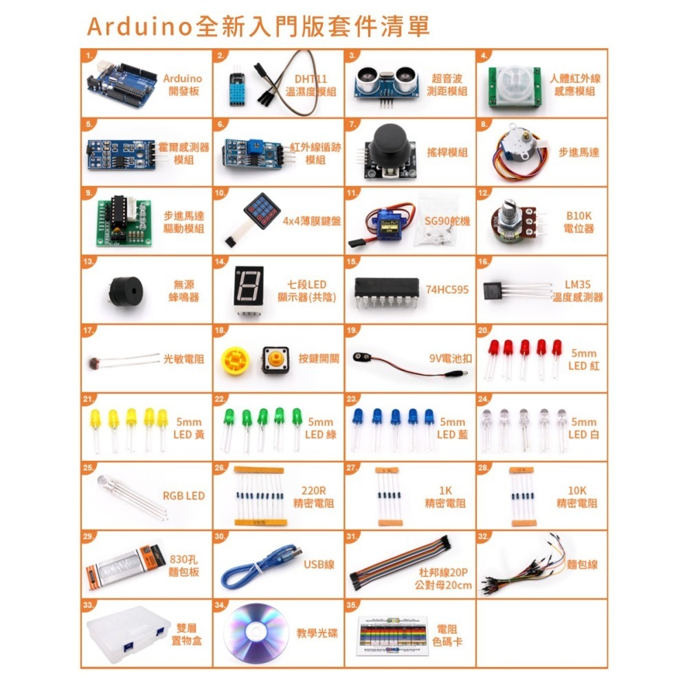 [X-LAN] 2026 Arduino 入門版(B) (35 種品項) 學習套件 (送線上課程)-細節圖3