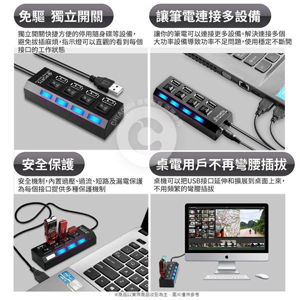 四孔獨立開關USB充電HUB集線器-細節圖4