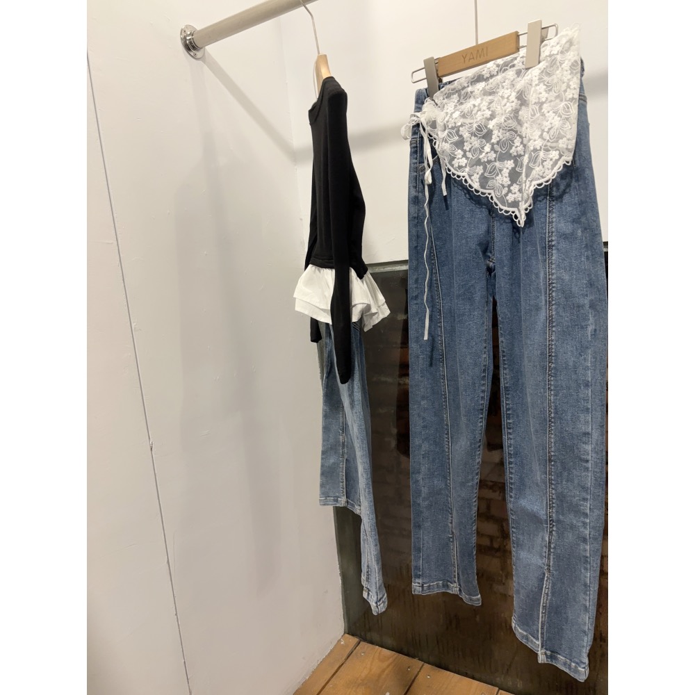 10210單一價大女孩開岔牛仔褲9-19-細節圖3