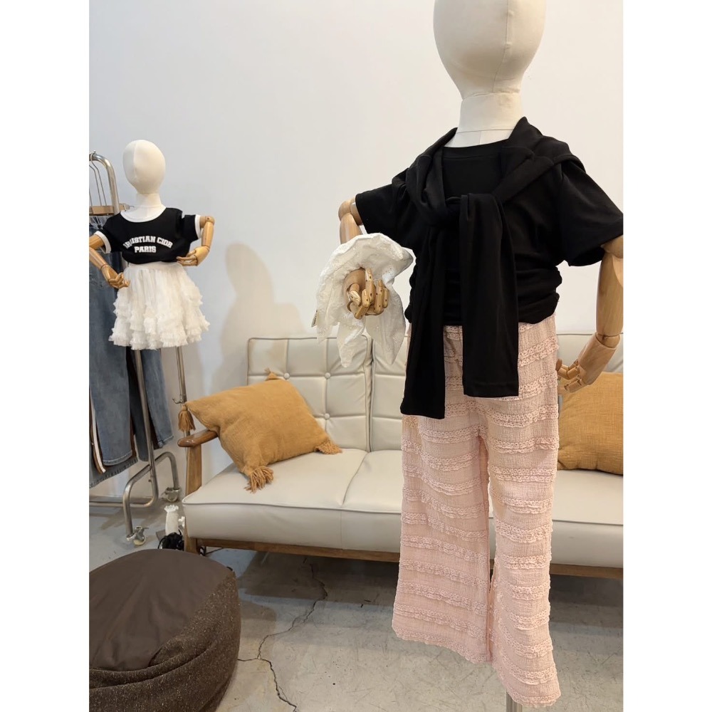 10484大女孩粉色蕾絲小喇叭褲/8折-細節圖2