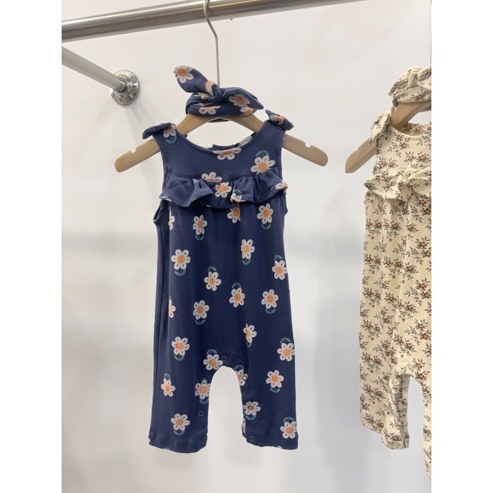 10482復古花/8折 藍花/7折髮帶連身兔裝/-細節圖3