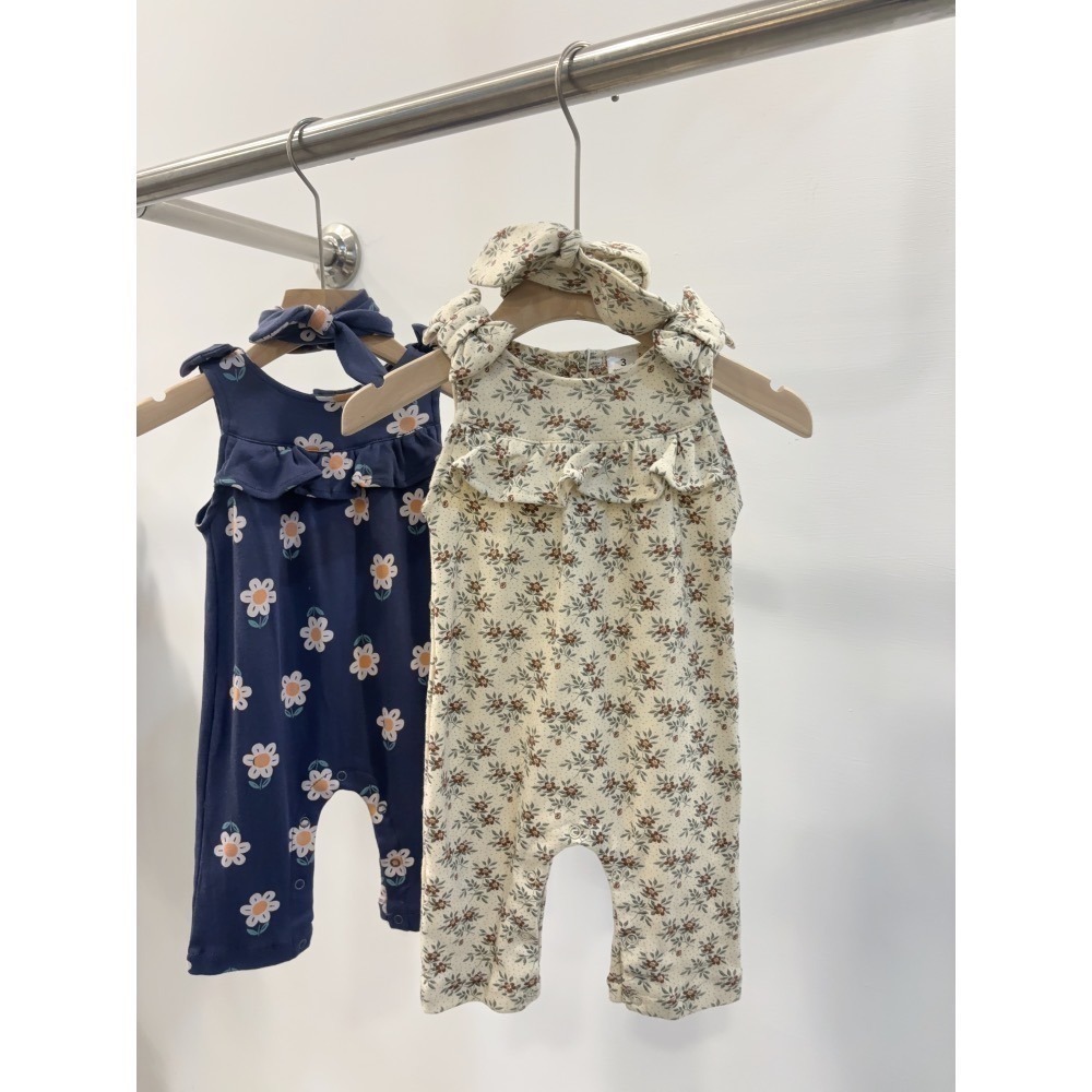 10482復古花/8折 藍花/7折髮帶連身兔裝/-細節圖4