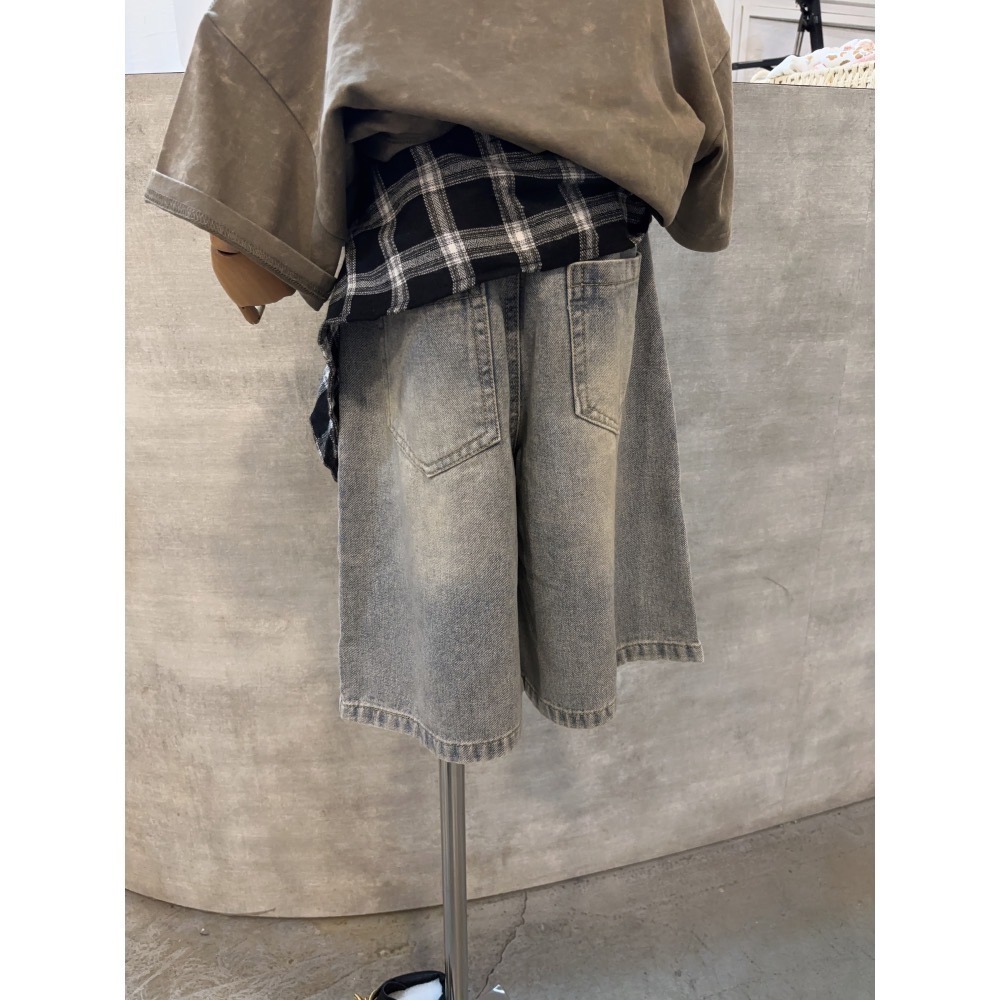 11026大男女孩格子綁腰五分褲-細節圖4