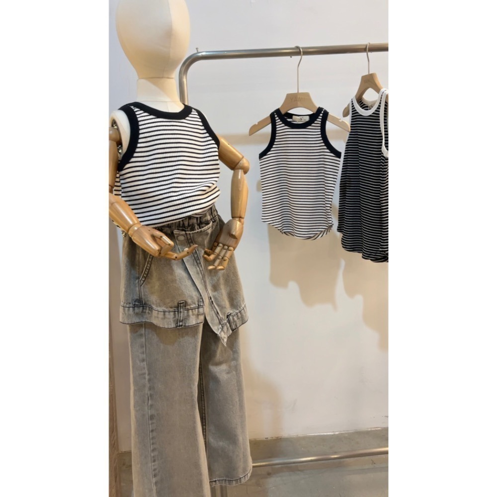 11057單一價大女孩橫條背心-細節圖4