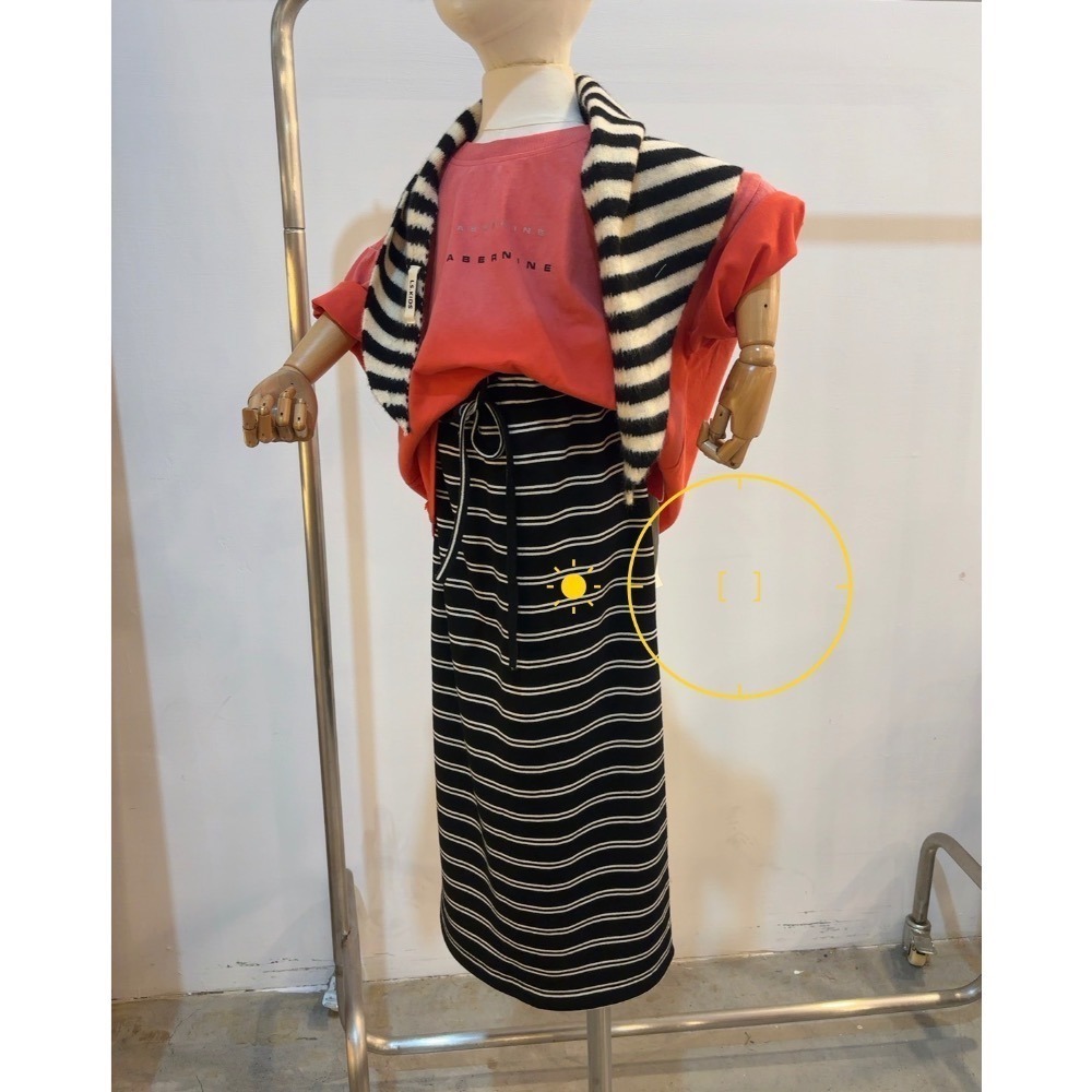 11062單一價大女孩橫條棉長裙-細節圖2