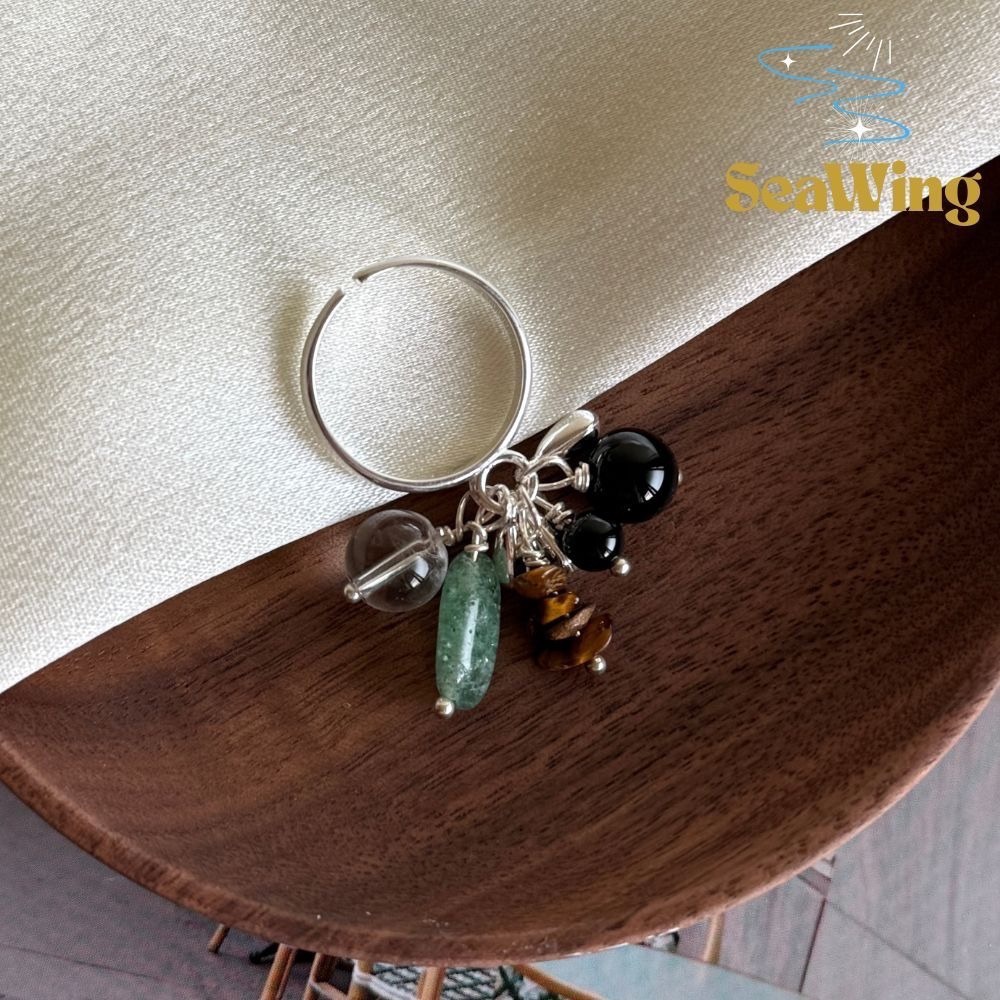 汐影 SeaWing｜S925銀  ✿綠意水晶串珠✿  瑪瑙 日系串珠 戒指 飾品  銀飾 純銀戒-細節圖4