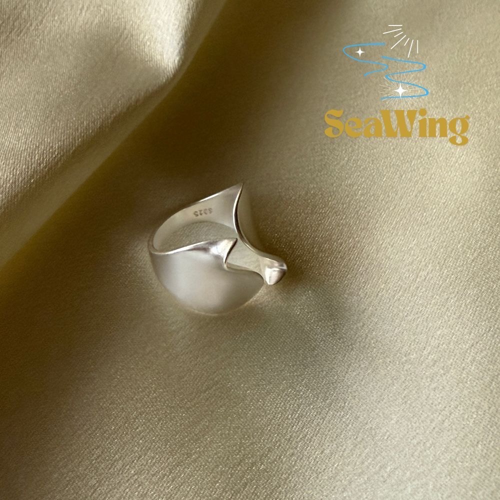 汐影 SeaWing｜S925銀  ✿波浪開口✿  質感個性 特殊設計 都會風格 寬版戒指 飾品 銀飾 純銀戒-細節圖4