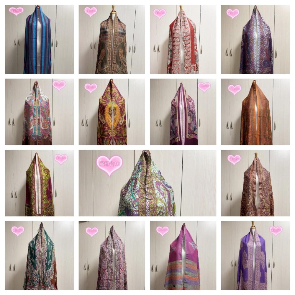 【藏印台】印度手工刺繡羊絨絲質披肩圍巾-06-細節圖2