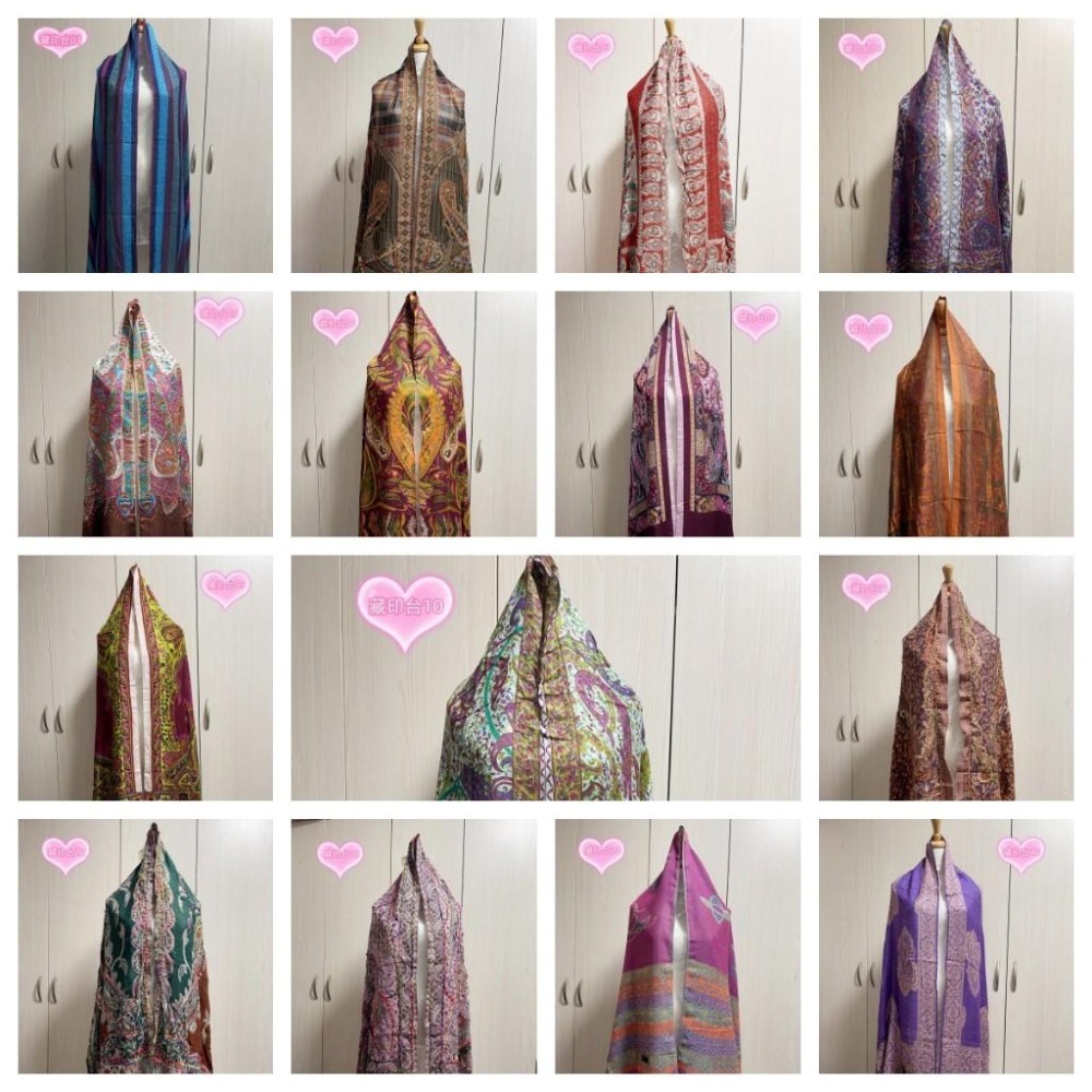 【藏印台】印度手工刺繡羊絨絲質披肩圍巾-06-細節圖2