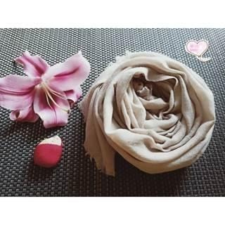 【藏印台】印度純手工Cashmere 窄版羊絨圍巾披肩01-米-鑽石紋-細節圖2