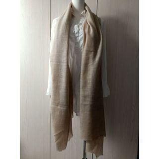 【藏印台】印度純手工Cashmere 窄版羊絨圍巾披肩01-米-鑽石紋-細節圖3