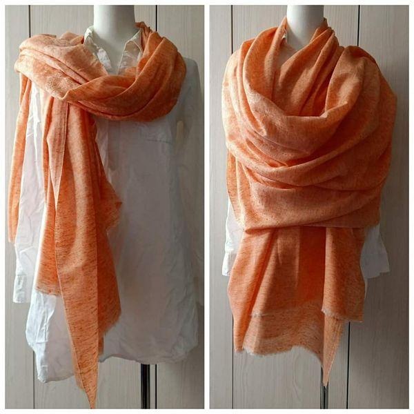 【藏印台】印度純手工Cashmere 加大寬版羊絨圍巾披肩-01橘-變形蟲-細節圖2