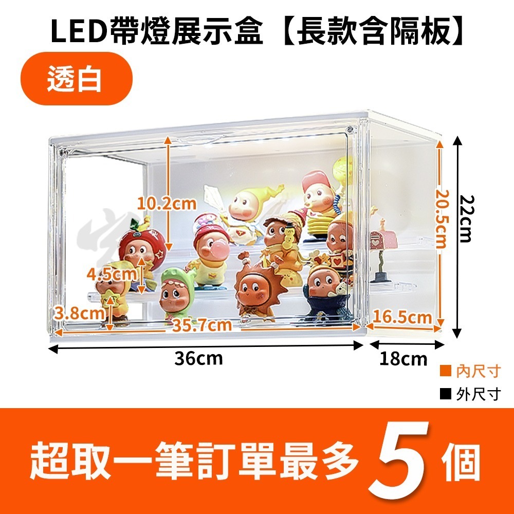 LED公仔展示盒【聲控亮燈】燈光展示櫃 帶燈公仔盒 盲盒燈光展示 展示櫃 化妝品收納盒 鞋盒 鞋架 包包展示盒-規格圖9