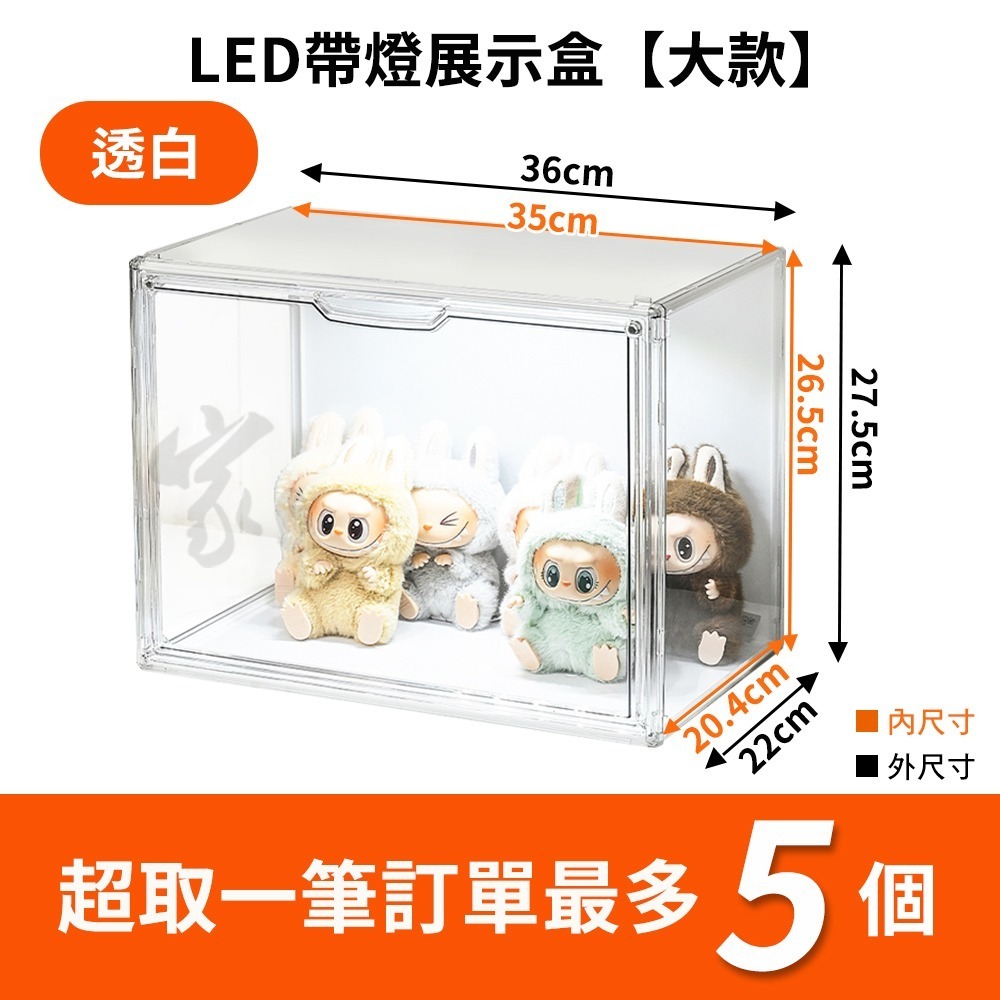 LED公仔展示盒【聲控亮燈】燈光展示櫃 帶燈公仔盒 盲盒燈光展示 展示櫃 化妝品收納盒 鞋盒 鞋架 包包展示盒-規格圖9