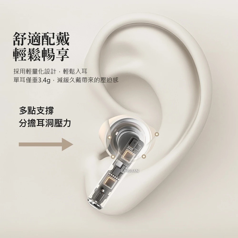 TOTU iphone17 tws 真無線 藍芽耳機 藍牙 V5.4 液態矽膠月牙耳帽/長續航/觸控MoonGem系列-細節圖6