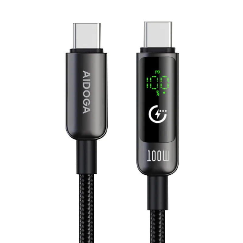 AIDOGA 雙Type-C/PD充電線傳輸線快充線 100W 電量顯示/智能斷電/補電/功率數顯 1.2M-規格圖11