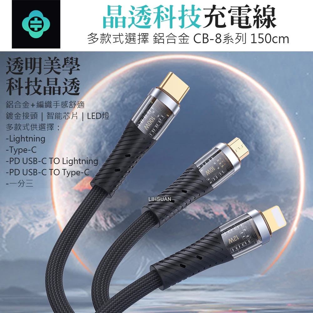TOTU 雙Type-C/PD 充電線 傳輸線 閃充線 編織 快充線 100W CB-8系列 1.5M 拓途-細節圖4