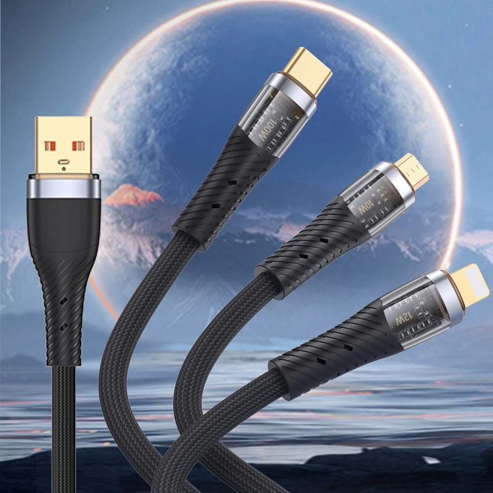 TOTU 一分三 Lightning/Type-C/安卓MicroUSB/iPhone充電線 CB-8系列 1.5M-細節圖3