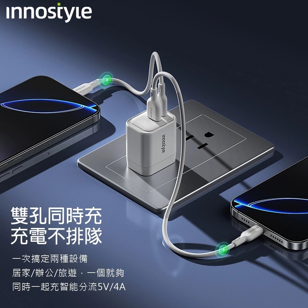 innostyle iphone17 雙孔 33W快充 Type-C+USB PD/GaN 氮化鎵 充電器 充電頭-細節圖6