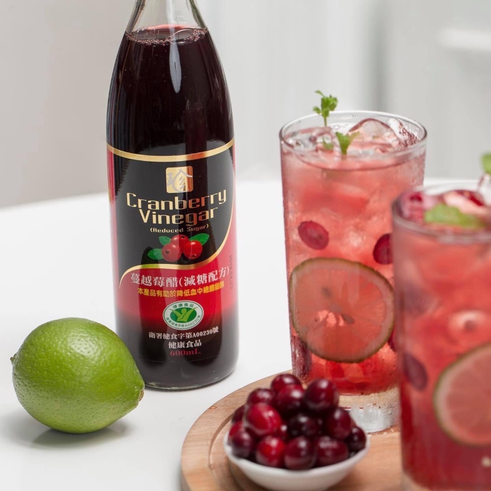 百家珍 健字號減糖蔓越莓醋600ml【醋老闆】-細節圖3